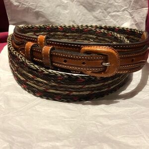 Horsehair Brown, Black, tan and red braided Belt